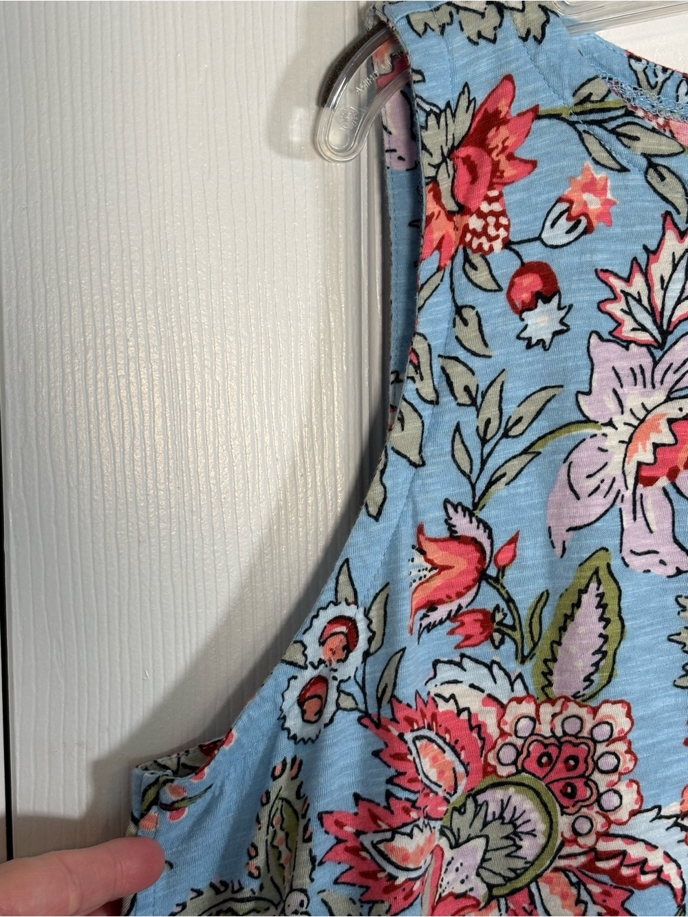 LOFT Floral Sleeveless Tank Top - Blue with Pink & Red Floral Print Size XL - Picture 2 of 7